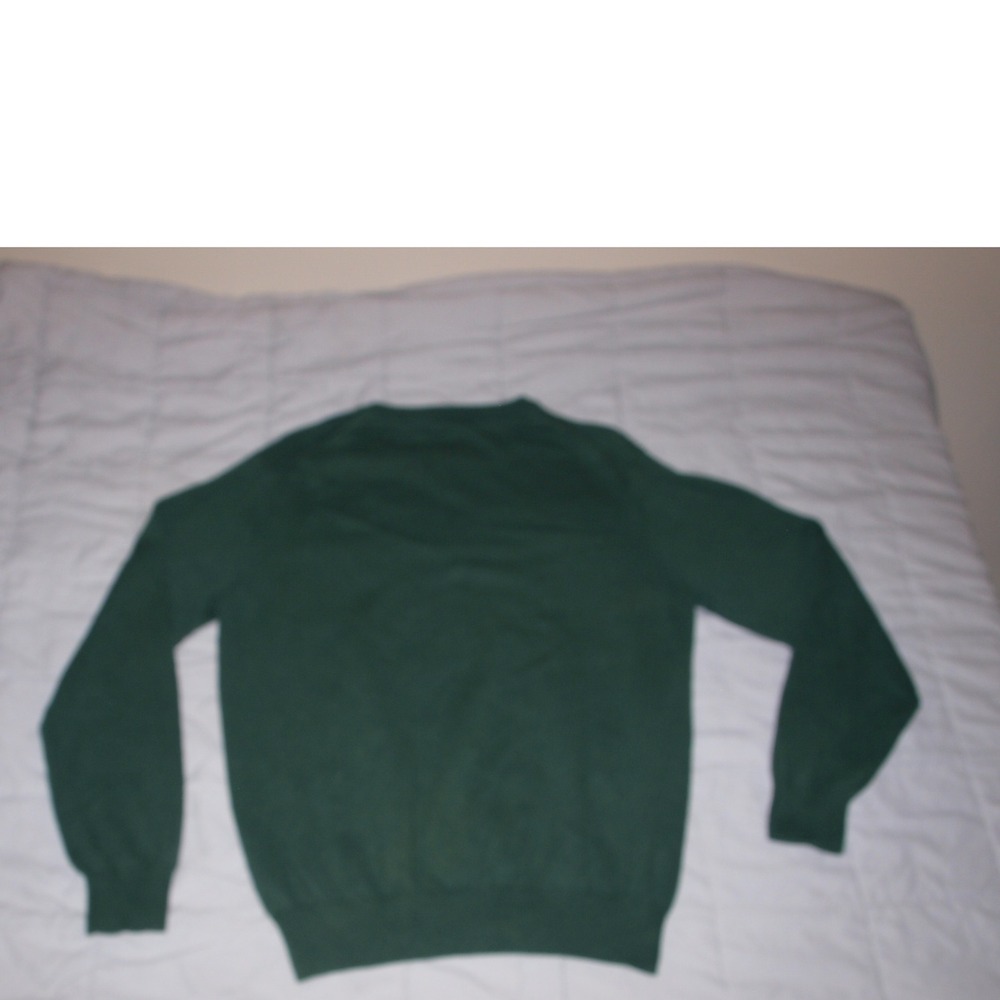 Chaps Cotton Cashmere V-Neck Sweater Mens size Large Green Knit Pullover - Picture 7 of 10